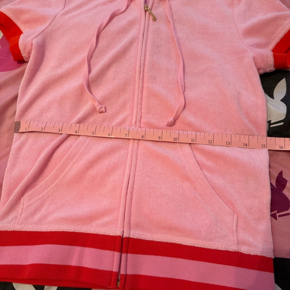 Juicy Couture Pink and Red Hoodie with Varsity JC Logo - Picture 4 of 8